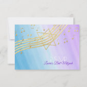 Muziek Bat Mitswa Gold Reactie RSVP Kaartje (Achterkant)