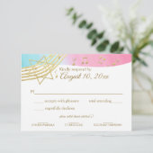 Muziek Bat Mitswa Gold Reactie RSVP Kaartje (Staand voorkant)