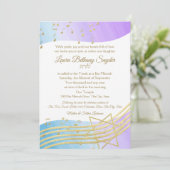 Muziek Bat Mitswa Waterverf en Gold2 Kaart (Staand voorkant)