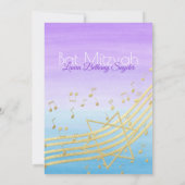 Muziek Bat Mitswa Waterverf en Gold2 Kaart (Achterkant)