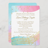 Muziek Bat Mitswa Waterverf en Goud Kaart (Voorkant / Achterkant)