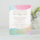 Muziek Bat Mitswa Waterverf en Goud Kaart (Staand voorkant)