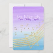 Muziek Bat Mitswa Waterverf en Goud Kaart (Achterkant)