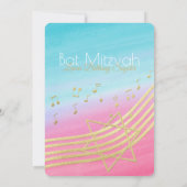 Muziek Bat Mitswa Waterverf en Goud Kaart (Achterkant)