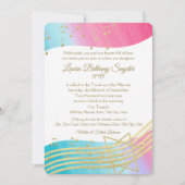 Muziek Bat Mitswa Waterverf en Goud Kaart (Voorkant)