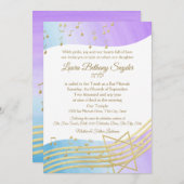 Muziek Bat Mitswa Waterverf en Goud Kaart (Voorkant / Achterkant)