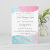 Muziek Bat Mitswa Waterverf en Zilver Kaart (Staand voorkant)