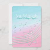 Muziek Bat Mitswa Waterverf en Zilver Kaart (Achterkant)