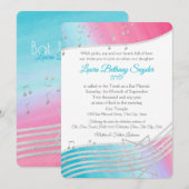 Muziek Bat Mitswa Waterverf en Zilver Kaart (Voorkant / Achterkant)