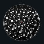 Muziek Beats_ Dartbord<br><div class="desc">Witte muzieknoten dart board.</div>