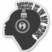 Muziek bevindt zich in mijn rug sticker (Voorkant)
