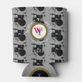 muziek & bier, drums geïnspireerd, cirkelmonogram blikjeskoeler (Achterkant)