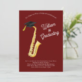 Muziek bij de Saxophone Musician Graduation Party Kaart (Staand voorkant)
