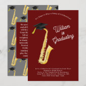 Muziek bij de Saxophone Musician Graduation Party Kaart (Voorkant / Achterkant)