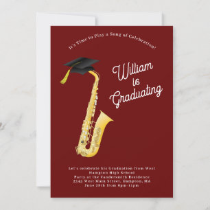 Muziek bij de Saxophone Musician Graduation Party Kaart