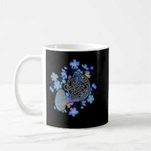 Muziek blauw bloemen voor paardenkunst koffiemok