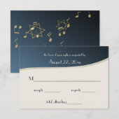 Muziek Blauw en Goud Bar Mitswa Response Kaart (Voorkant / Achterkant)