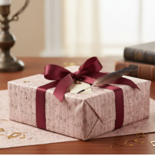 Muziek  Blauw Roze Musical Notes Cadeaupapier