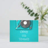 Muziek blijft op koers retro vinyl briefkaart (Staand voorkant)