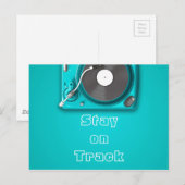 Muziek blijft op koers retro vinyl briefkaart (Voorkant / Achterkant)