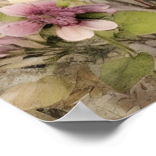 Muziek Bloemen Franse Hummingbird Art Poster (Hoek)