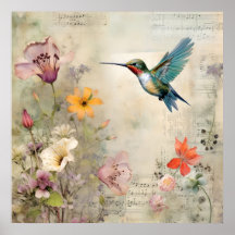  Muziek Bloemen Franse Hummingbird Art
