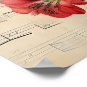  Muziek Bloemen Franse Hummingbird Art Poster (Hoek)