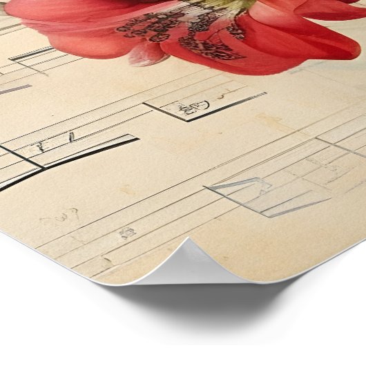  Muziek Bloemen Franse Hummingbird Art Poster (Hoek)