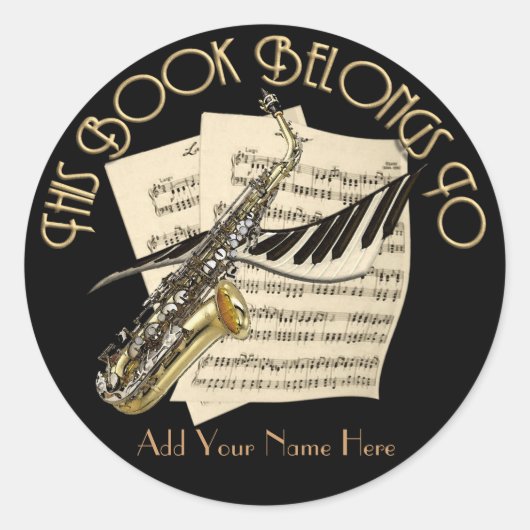 Muziek Bookplate Ronde Sticker (Voorkant)