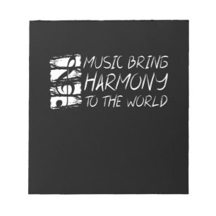 Muziek brengt harmonie naar de wereld notitieblok