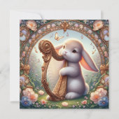 Muziek Bunny Art Nouveau Pasen Feestdagenkaart (Voorkant)