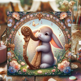 Muziek Bunny Art Nouveau Pasen Feestdagenkaart