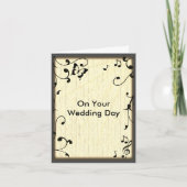 Muziek Butterfly Leaves Yellow Wood Grain Wedding Kaart (Voorkant)