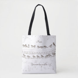 Muziek Canvas tas met vogels - Gepersonaliseerd