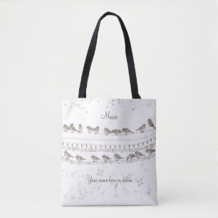 Muziek Canvas tas met vogels - Gepersonaliseerd
