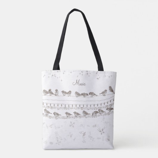 Muziek Canvas tas met vogels - Gepersonaliseerd (Achterkant)