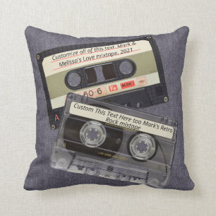 Muziek cassette mixtape Retro Dark Denim Blue Jean Kussen