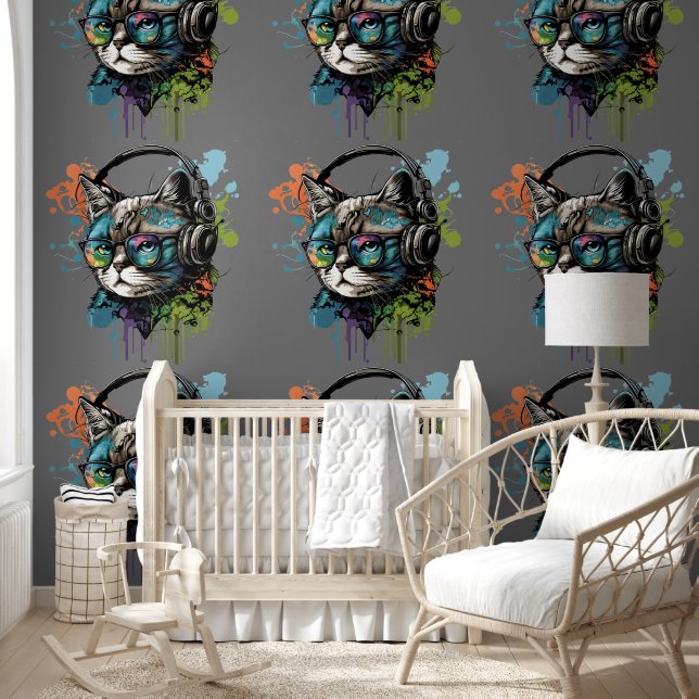 Muziek Cat Custom Behang (Kinderen)