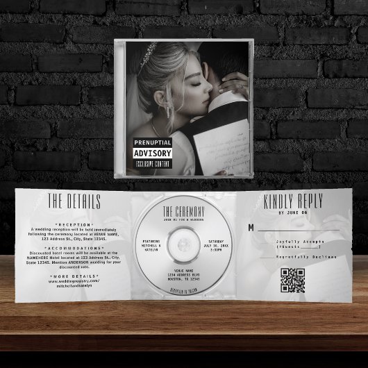 Muziek CD Album Hoesje Booklet Wedding All In One Drieluik Uitnodiging