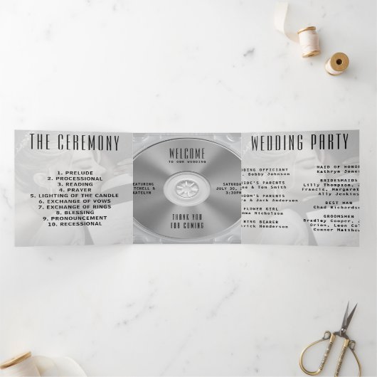 Muziek CD Album Hoesje Booklet Wedding Program Drieluik Uitnodiging (Binnen)