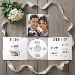 Muziek CD Album Hoesje Booklet White Wedding Progr Drieluik Uitnodiging