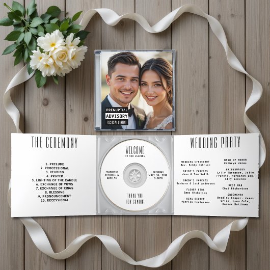 Muziek CD Album Hoesje Booklet White Wedding Progr Drieluik Uitnodiging