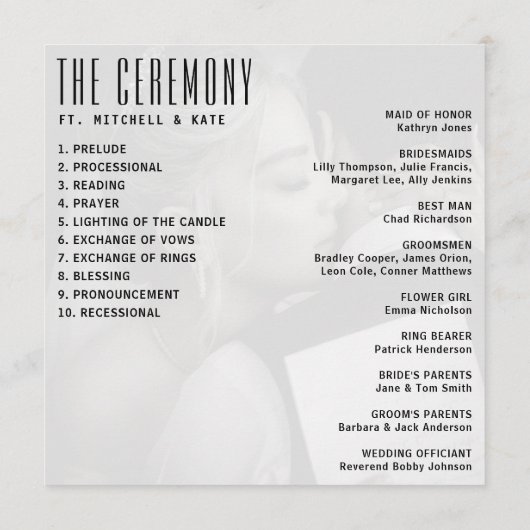 Muziek CD Album Hoesje Wedding Programmakaart (Achterkant)