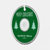 Muziek CD Foto Groene Kerstboom Metalen Ornament (Voorkant links)
