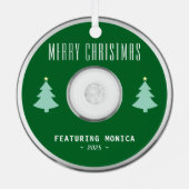 Muziek CD Foto Groene Kerstboom Metalen Ornament (Achterkant)