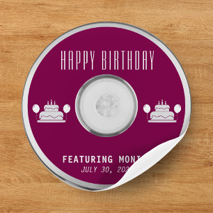 Muziek-cd Happy Birthday Party Ronde Sticker