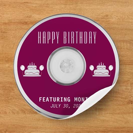 Muziek-cd Happy Birthday Party Ronde Sticker