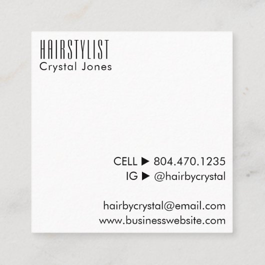 Muziek CD Hoesje Album Hoesje Haarstylist Vierkante Visitekaartje (Achterkant)