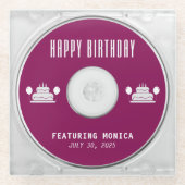 Muziek CD Hoesje Album Hoesje Verjaardagsfeest Glazen Onderzetter (Voorkant)