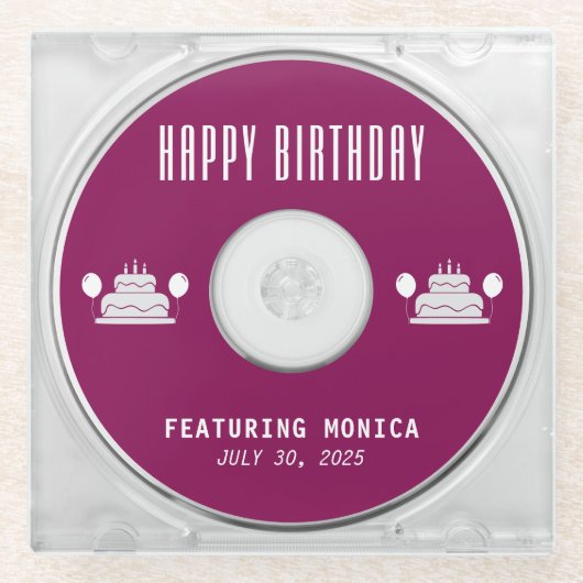 Muziek CD Hoesje Album Hoesje Verjaardagsfeest Glazen Onderzetter (Voorkant)